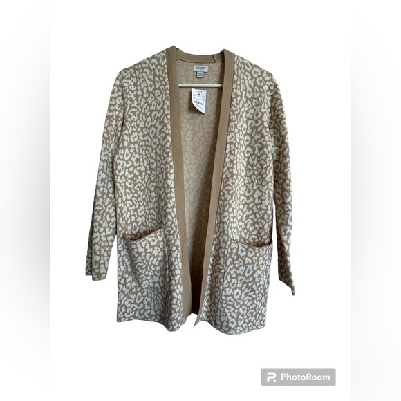 NWT J. Crew Leopard Print Tan/Beige Open Cardigan Sweater Size XSP - Picture 4 of 6